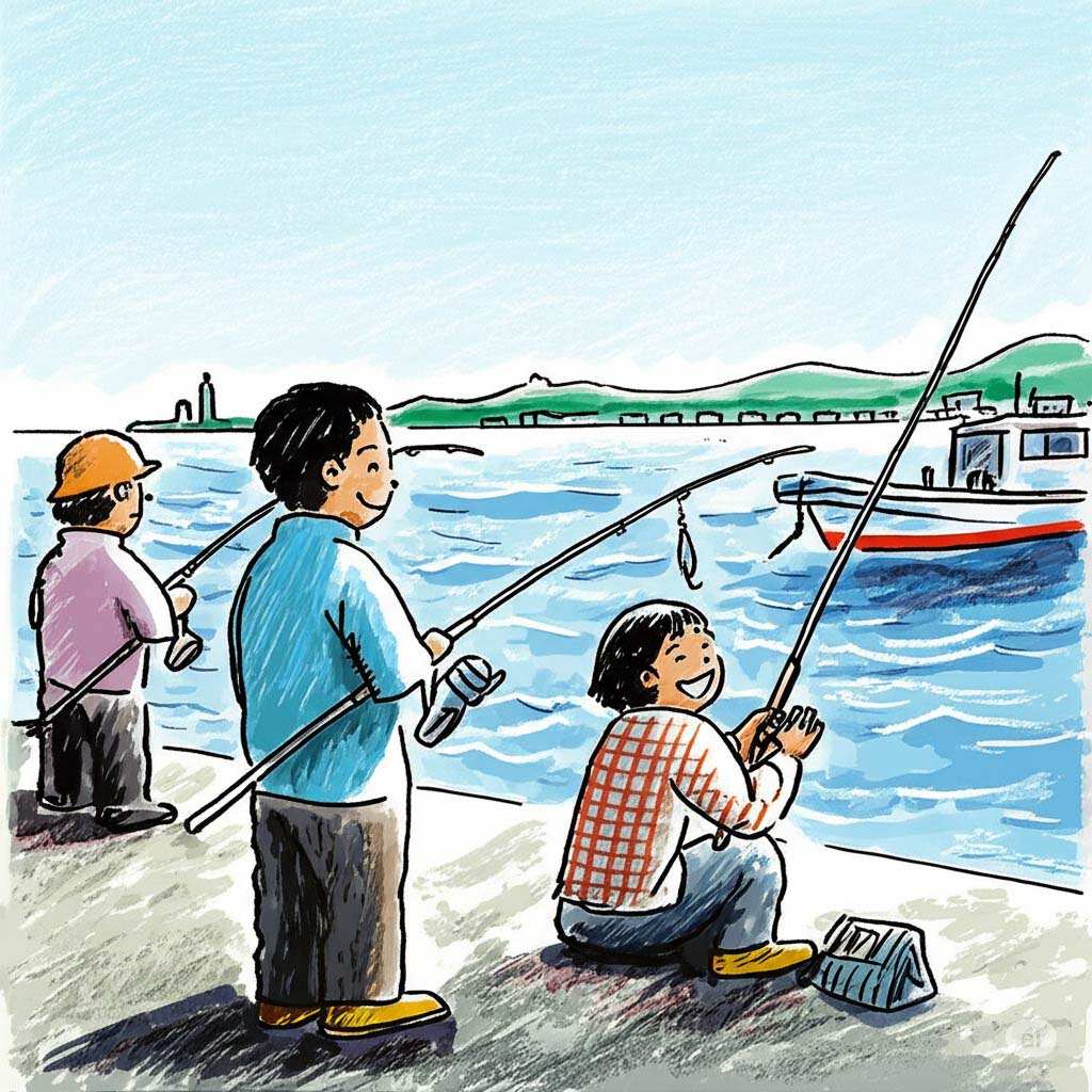 釣りのフリー素材花暮海岸